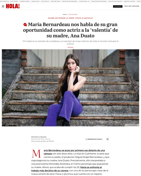 Página de ¡HOLA!: María Bernardeau nos habla de su gran oportunidad como actriz y de la valentía de su madre, Ana Duato