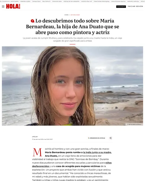 Página de ¡HOLA!: Lo descubrimos todo sobre María Bernardeau, la hija de Ana Duato que se abre paso como pintora y actriz