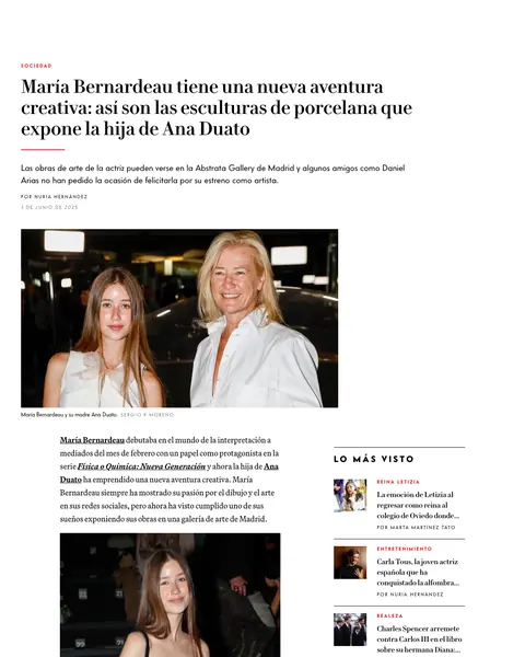 Página de Vanity Fair: María Bernardeau tiene una nueva aventura creativa: así son las esculturas de porcelana que expone la hija de Ana Duato